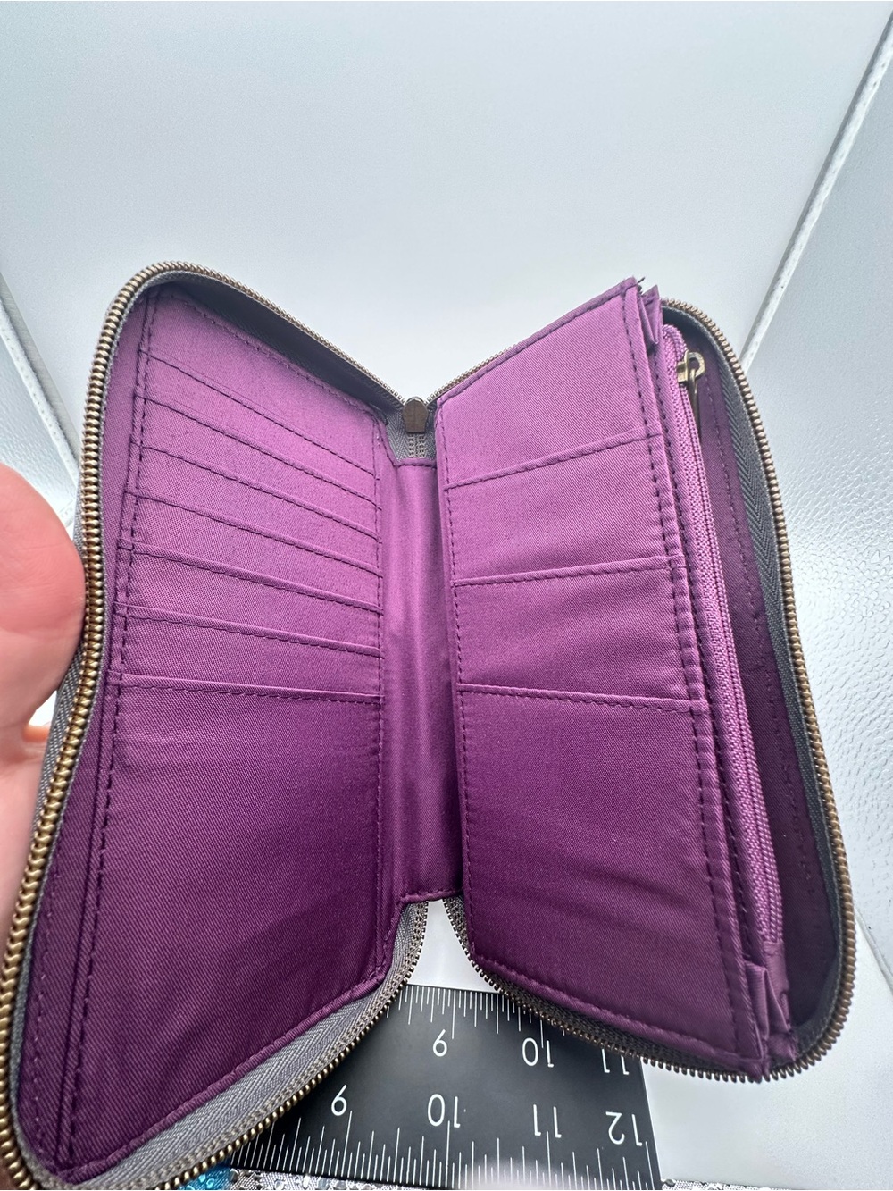 Travelon Gray Nylon RFID Continental Zip Around Clutch Wallet Organizer
